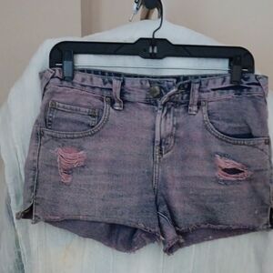 Free People Purple Distressed Jean Shorts